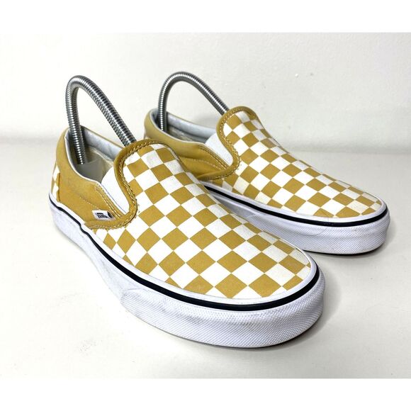 Vans Checkerboard Yellow Classic Slip On Unisex Skate Streetwear Shoes M6.5/W 8 - Picture 3 of 8